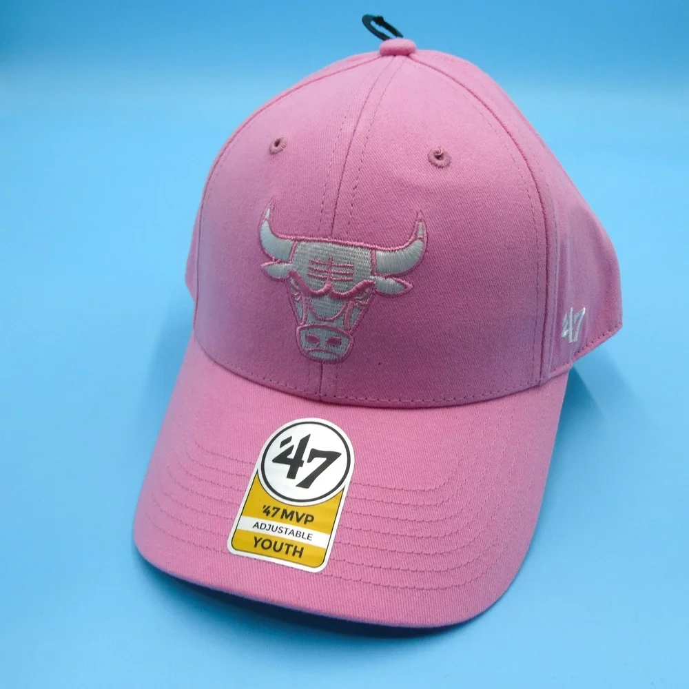 '47‎ MVP Hat Youth Chicago Bulls Pink Adjustable NBA Baseball Cap Cotton